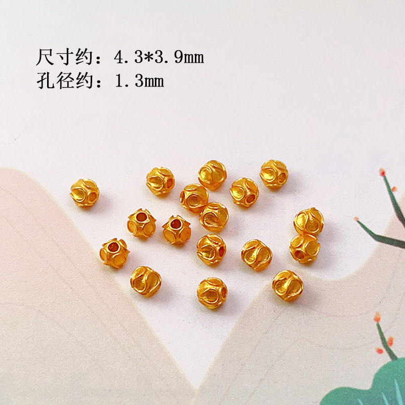 S925 Silver Gold-Plated Brushed Spacer Beads Barrel Beads Round Beads Bamboo Accessories Bracelet Necklace Charms DIY Semi-Finished Accessories New