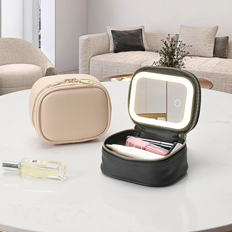 New Mini Portable Makeup Bag with Light and Mirror LED Light Rechargeable Portable Travel Cosmetic Storage Bag New Mini Portable Makeup Bag with Light and Mirror LED Light Rechargeable Portable Travel Cosmetic Storage Bag