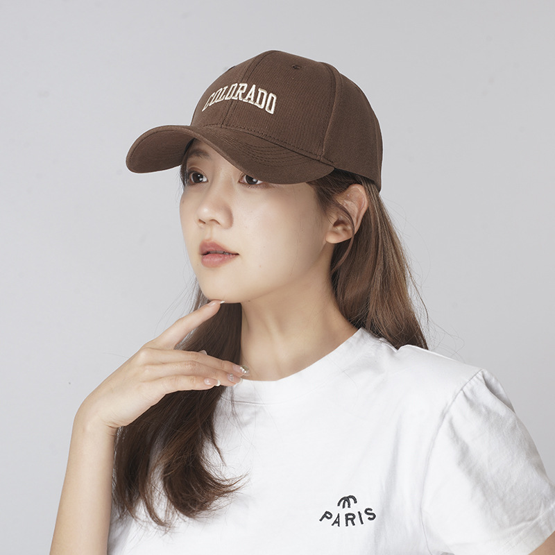 Women's Autumn New Hard Top Baseball Korean Version Fashion Letter Embroidered Wide brim Duck Tongue Hat_voghion.com
