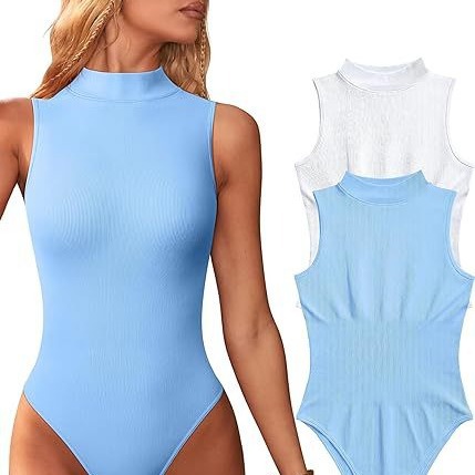 2023 Amazon European and American Style Sexy Ribbed Sleeveless High-Neck Bodysuit Tight-Fitting Jumpsuit