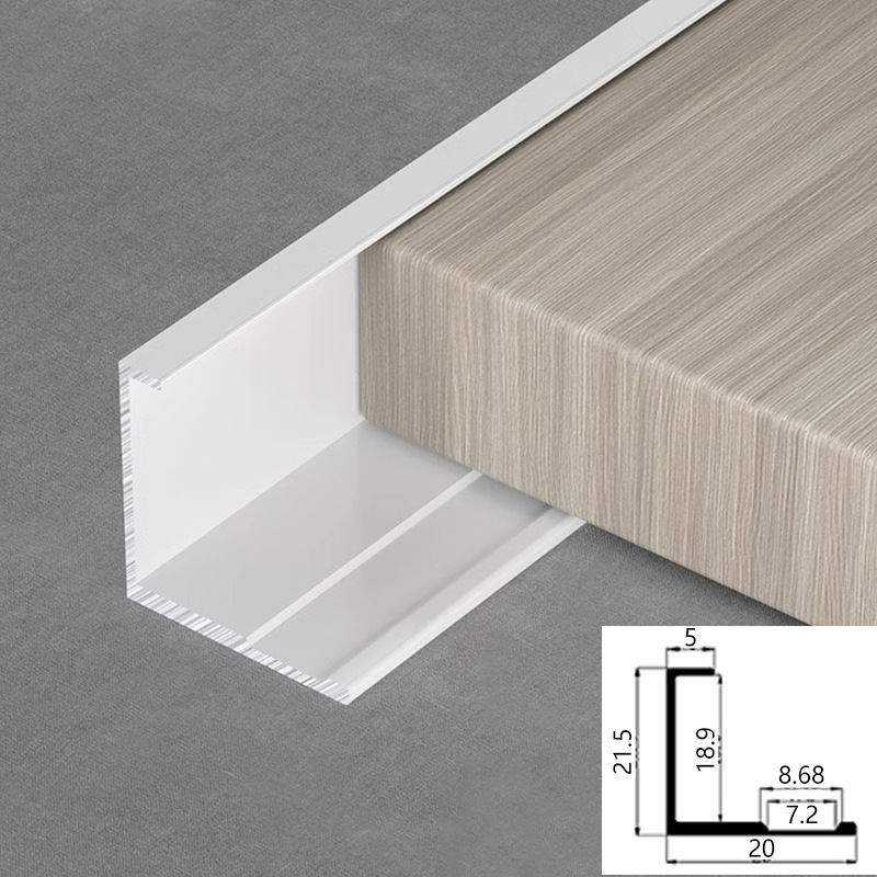18mm panel de pared de borde de acabado de madera de aleación de aluminio borde de borde de metal de decoración de 18 cm línea de cierre en I