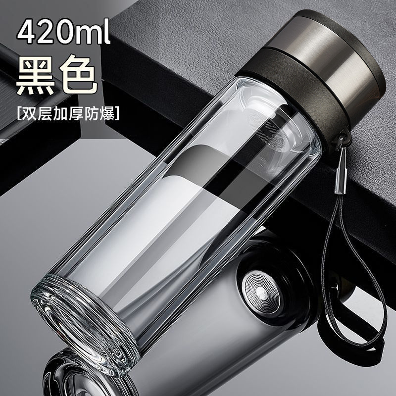 男士泡茶专用杯一键开盖玻璃水杯男2025新款高硼硅防摔防爆茶杯|undefined