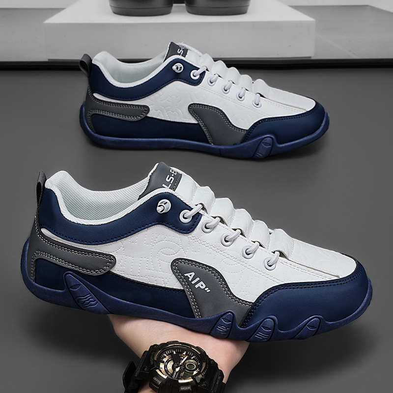 2025 New Summer Sneakers for Men, Korean Style, Versatile Low-Cut Leather Sports Soft-Soled Lazy Breathable Student Casual Trend