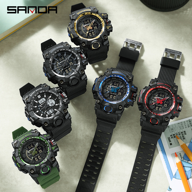 SANDA 3132 reloj electrónico de los hombres de moda personalizado reloj digital estudiante al aire libre impermeable reloj multifuncional