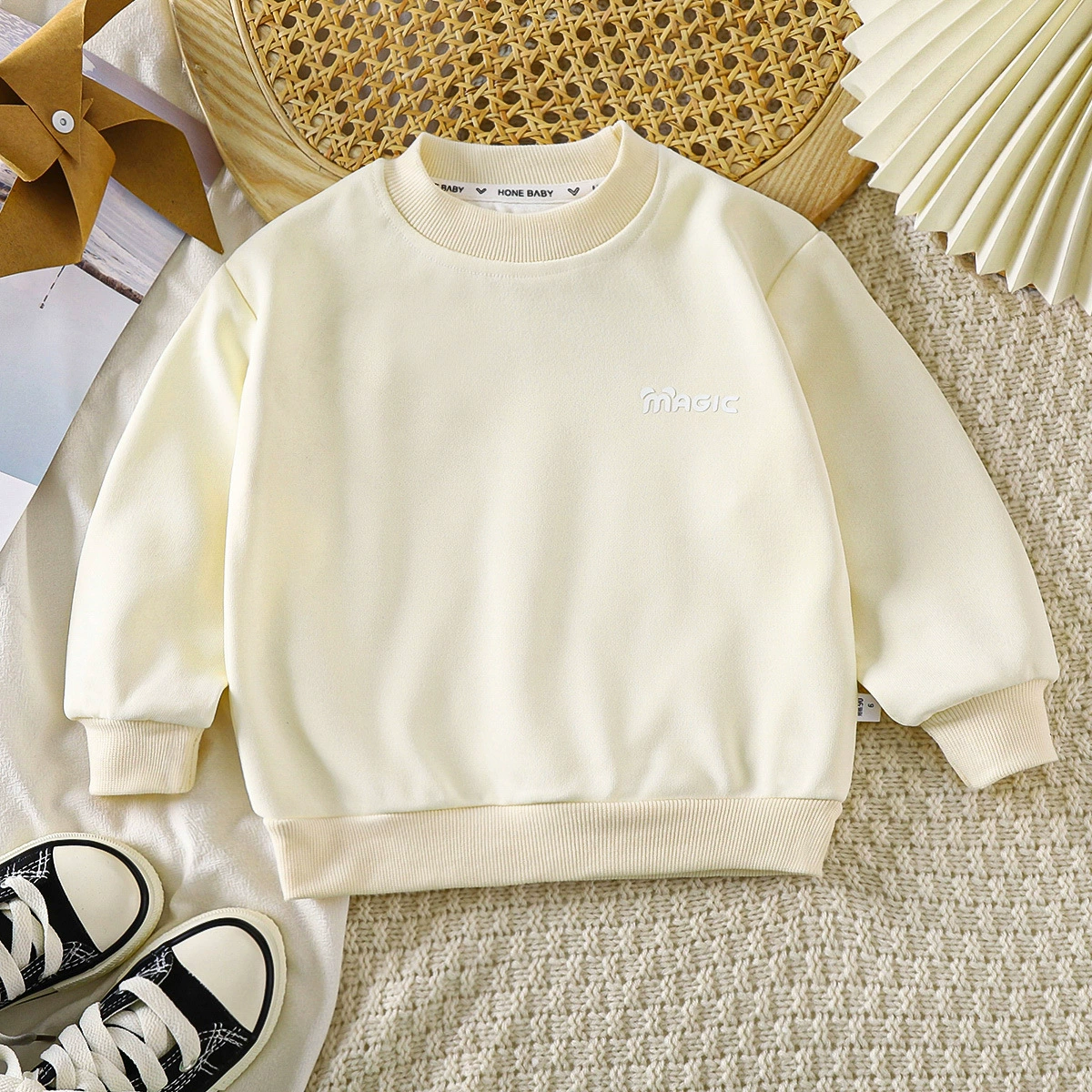Children's sweatshirt unisex autumn, western/Korean style, sizes 80–140 cm, pink/beige/gray