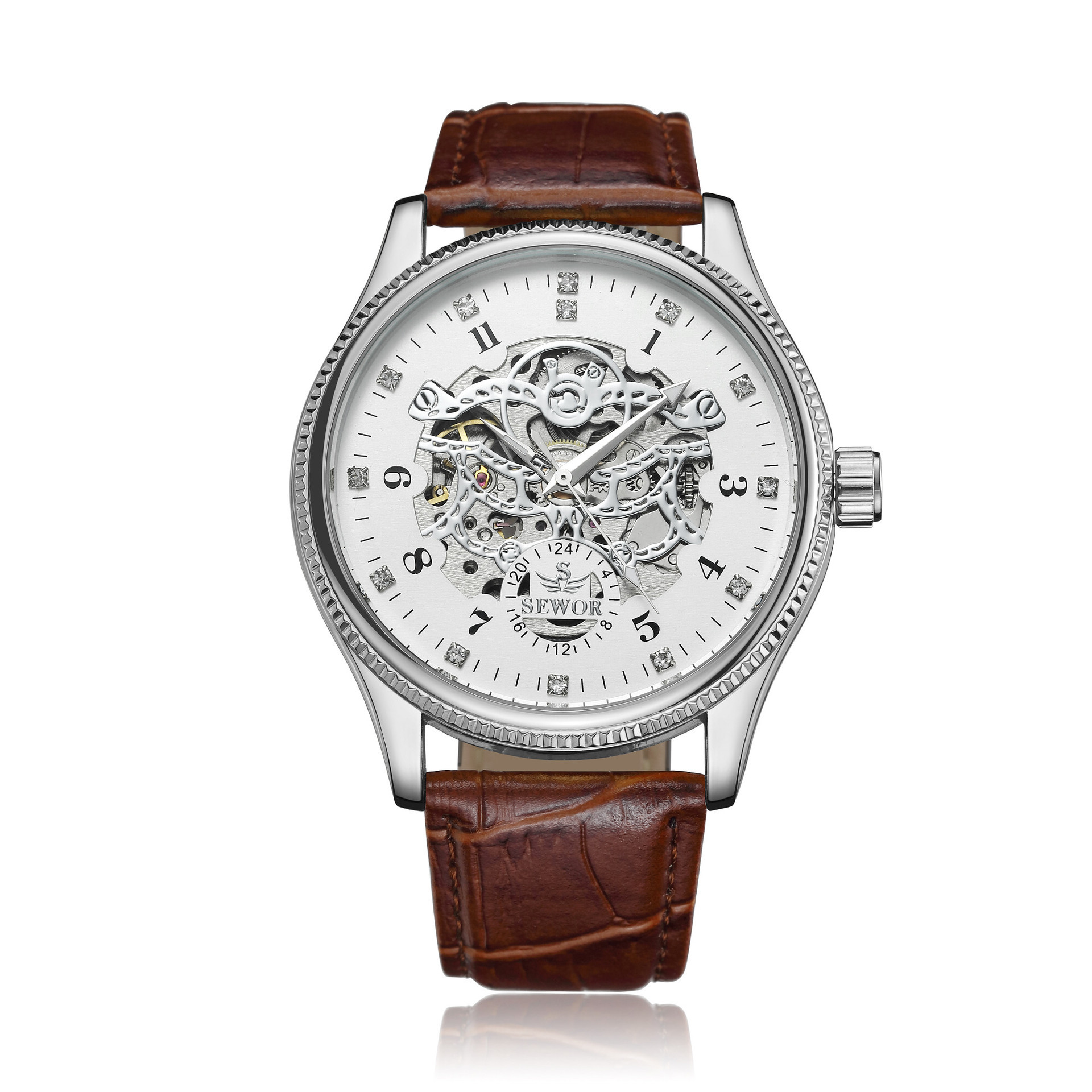 SEWOR reloj mecánico nueva moda casual de los hombres de moda hueco reloj mecánico automático e-commerce entrega de una sola pieza