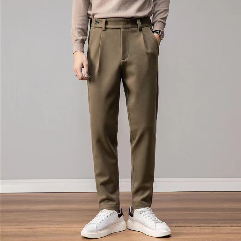 winter Fur trousers man Casual pants Thickened paragraph Easy Straight Exorcism Men's trousers Western-style trousers Brushed Autumn and winter