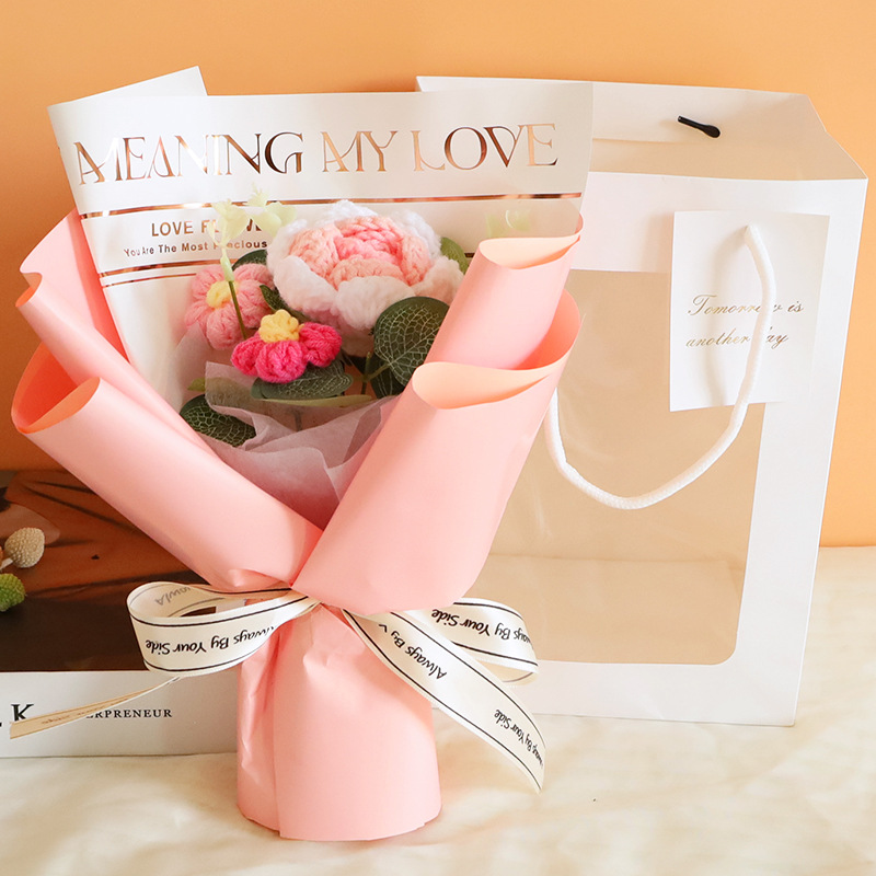 Pink Korean Wool Rose Color + Window Tote Bag