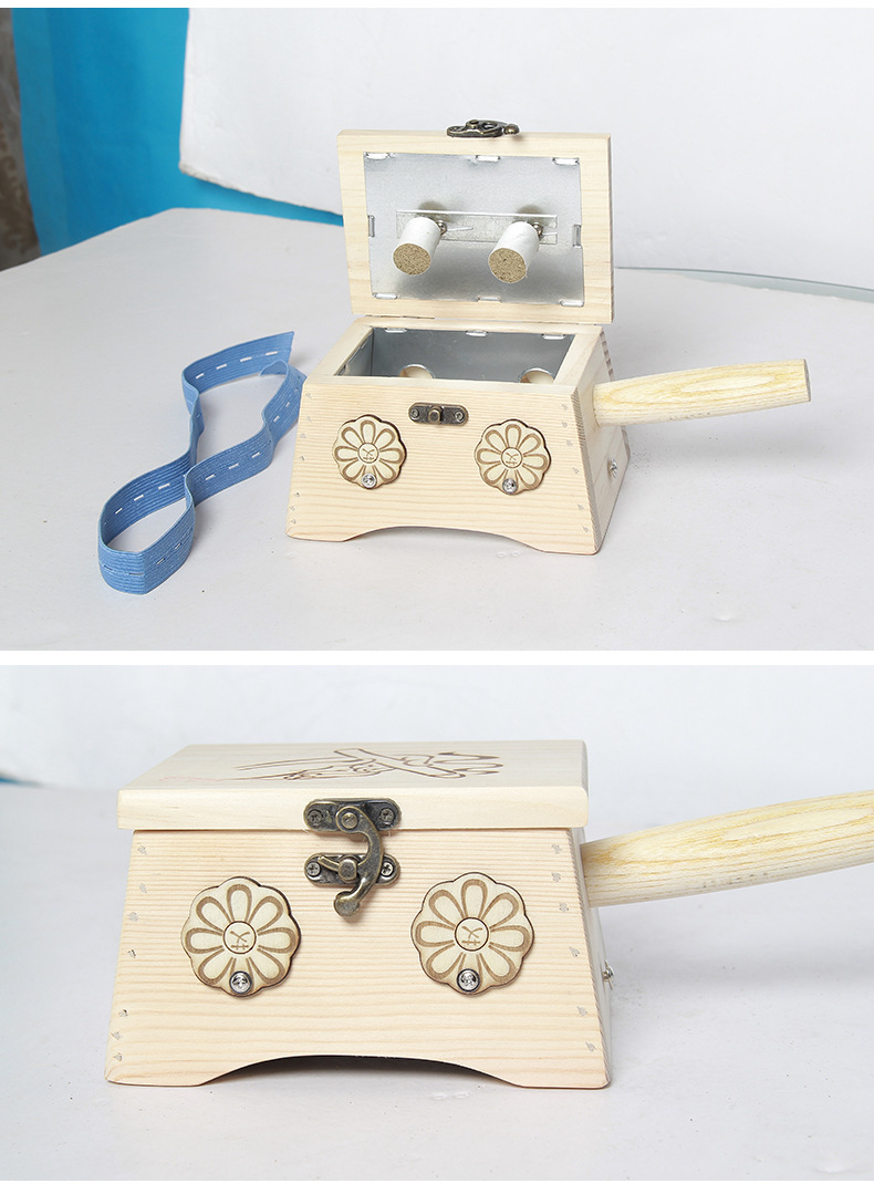 Wooden Moxibustion Box Single Hole Portable Ai Jiu 艾灸 Warm Therapy Device for Body and Abdomen 24x16x12 cm in use