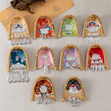 民族风簸箕宋锦苗银冰箱贴苗寨文创特色苗银流苏手工节日活动装饰