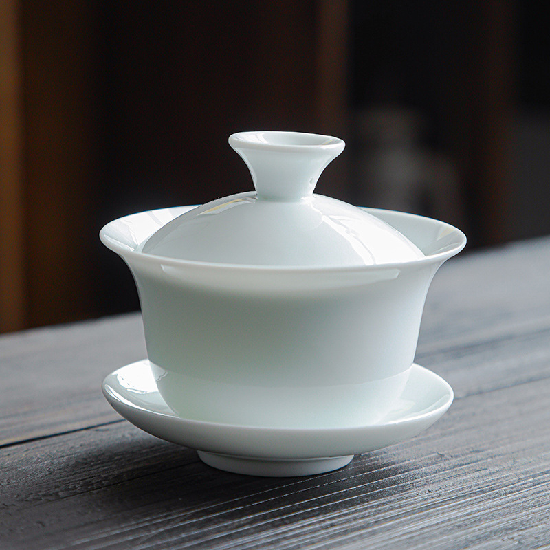 盖碗盖子大号高白陶瓷茶盖玲珑盖碗茶具单三才茶碗零配功夫茶盖|undefined