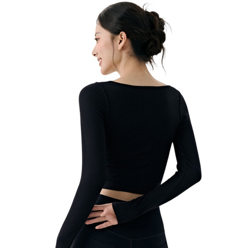 Solid Color Short-Sleeve Long-Sleeve Yoga Top Tight and Slimming Running Fitness Fashion Round Neck Outerwear Women's Sports Top