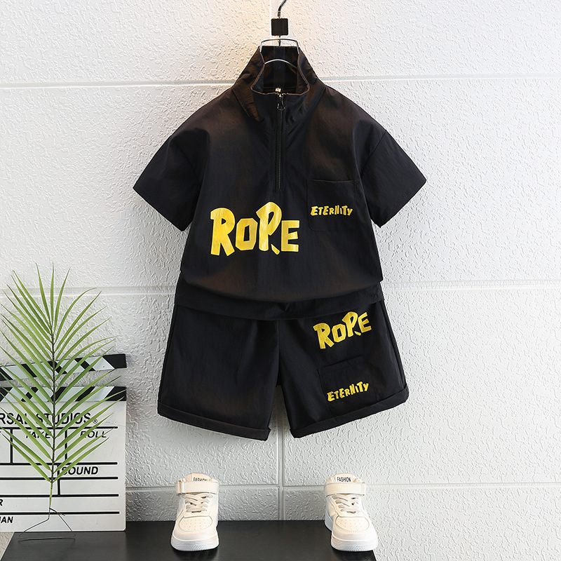 7423 Traje atractivo para niños Ropa de protección solar de manga corta de verano para niños Monos finos para bebés Chaleco de dos piezas