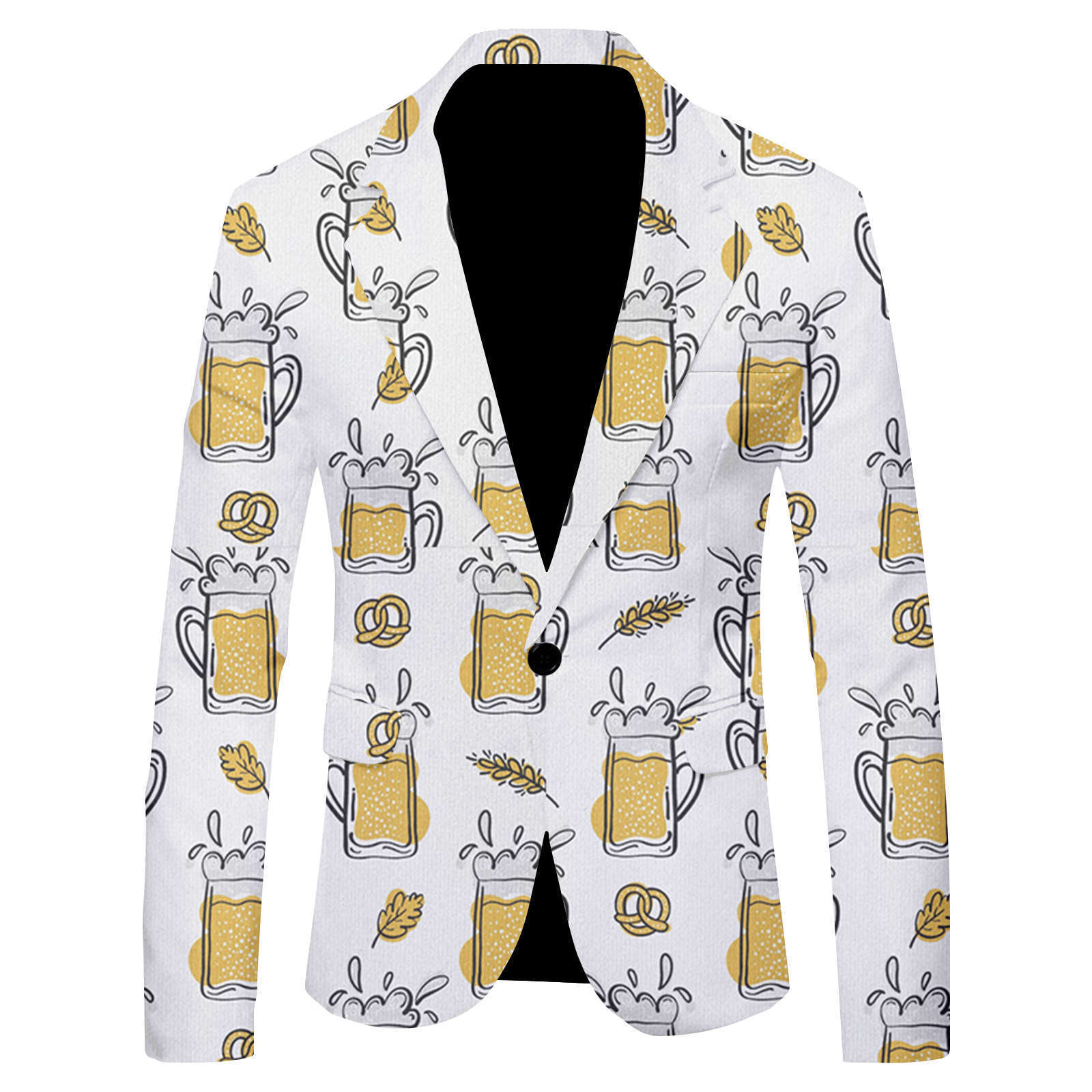 Chaqueta de traje de hombre con estampado digital de cerveza 3d HD viento casual patrón de dibujos animados traje delgado WL008