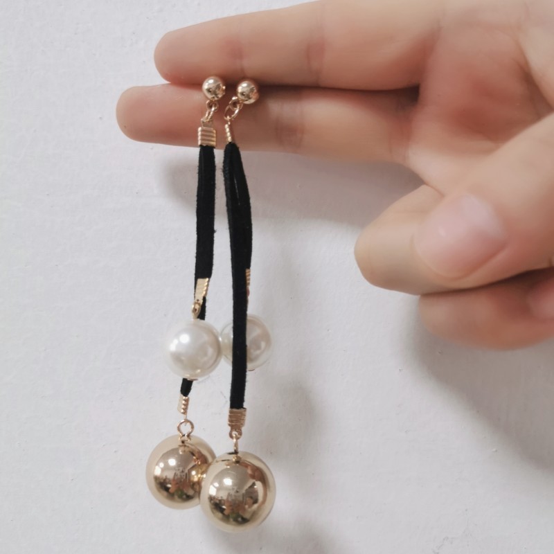 Business, Birthday, Festival Occasion Long Leather Rope Pearl Pendant Earrings Wholesale Nihaojewelry