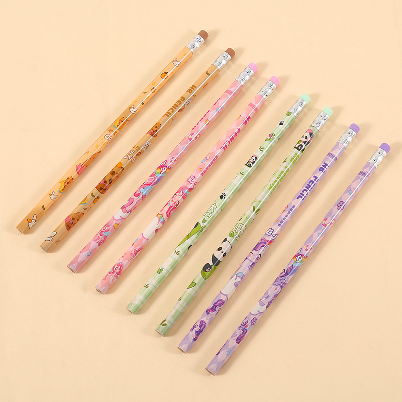 Caja de lápiz Capibara 10 estudiantes HB conjunto de jardín de infantes graffiti lápiz de madera con borradores