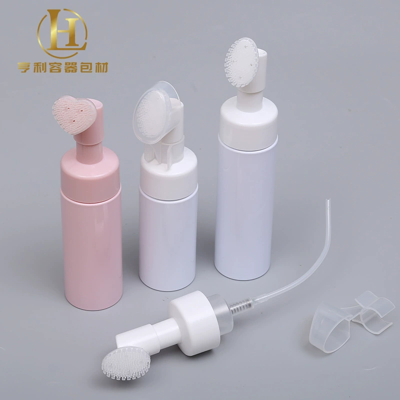 Флакон для очищающей пенки из пенополиэтилена с овальной сердцевидной головкой-кистью, объем 100-250 мл