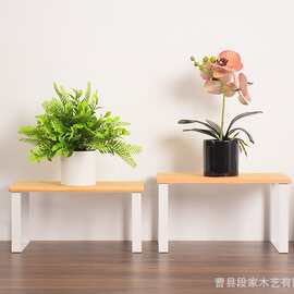 现货竹制铁艺置物架厨房调味品杂物收纳整理架两层木质储物收纳架
