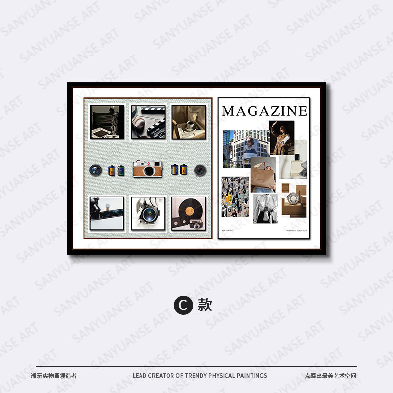 Pintura física tridimensional Entrada Sala de estudio Modelo Estudio Pintura decorativa Hotel Cámara retro Pintura colgante