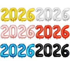 2026数字气球铝膜新年气球16寸32寸40寸独立包装新年装饰气球批发