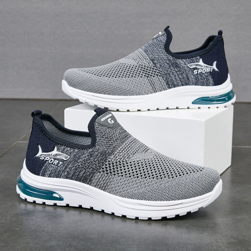 Трансграничная мужская повседневная обувь, кроссовки на мягкой подошве, удобные дышащие кроссовки из мушки, ленивые туфли без шнуровки, TikTok