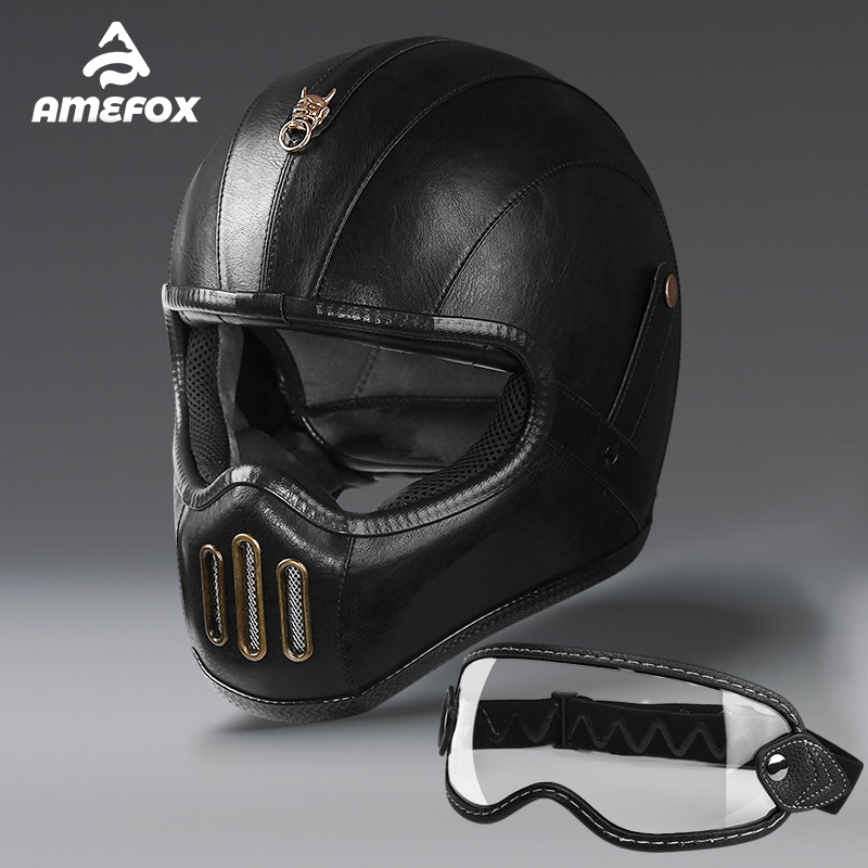 Casque de moto intégral en fibre de verre, petit format, en cuir, super fibre, unisexe, léger_voghion.com