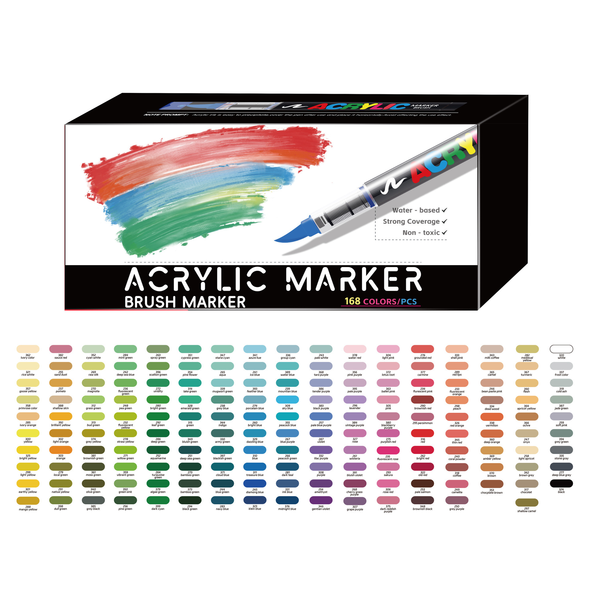 Pluma acrílica de líquido directo Cepillo de pintura de cabeza suave de 72 colores Pincel de graffiti de bricolaje de estudiante Pluma de punta suave Spot al por mayor