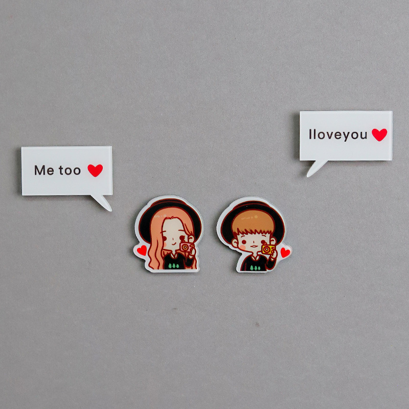 Personajes de dibujos animados pareja de acrílico adsorción pegatinas de refrigerador EVA alfanuméricos pegatinas de refrigerador DIY pegatinas magnéticas decoración