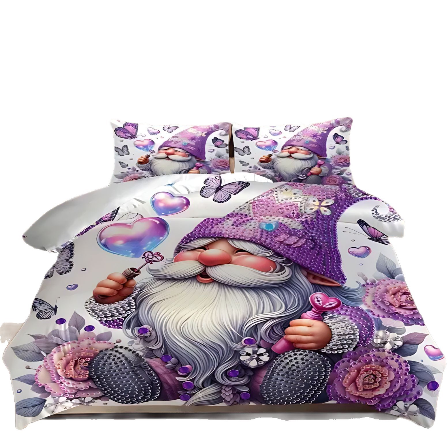 TEMU / JIT amazon adorable patrón enano impresión digital 3D Soft edredon kit para dibujar