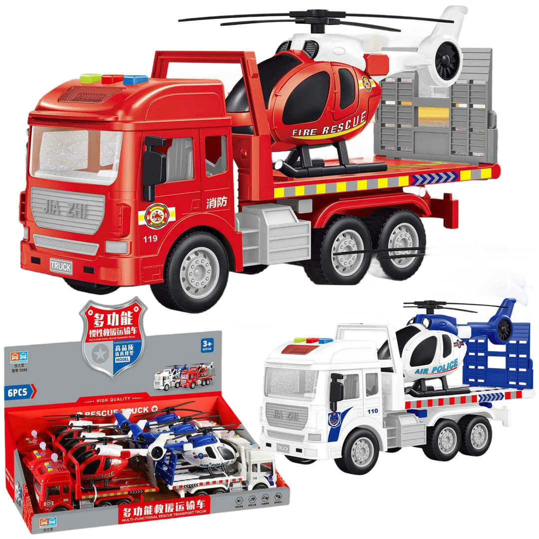 6 story-telling music inertial rescue transport cart 5585 simulation flatbed educational children's toys wholesale