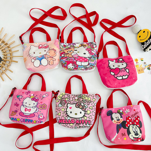 New children's canvas bag shoulder cute cartoon children's crossbody bag Korean version girl's small cloth bag little girl's bag