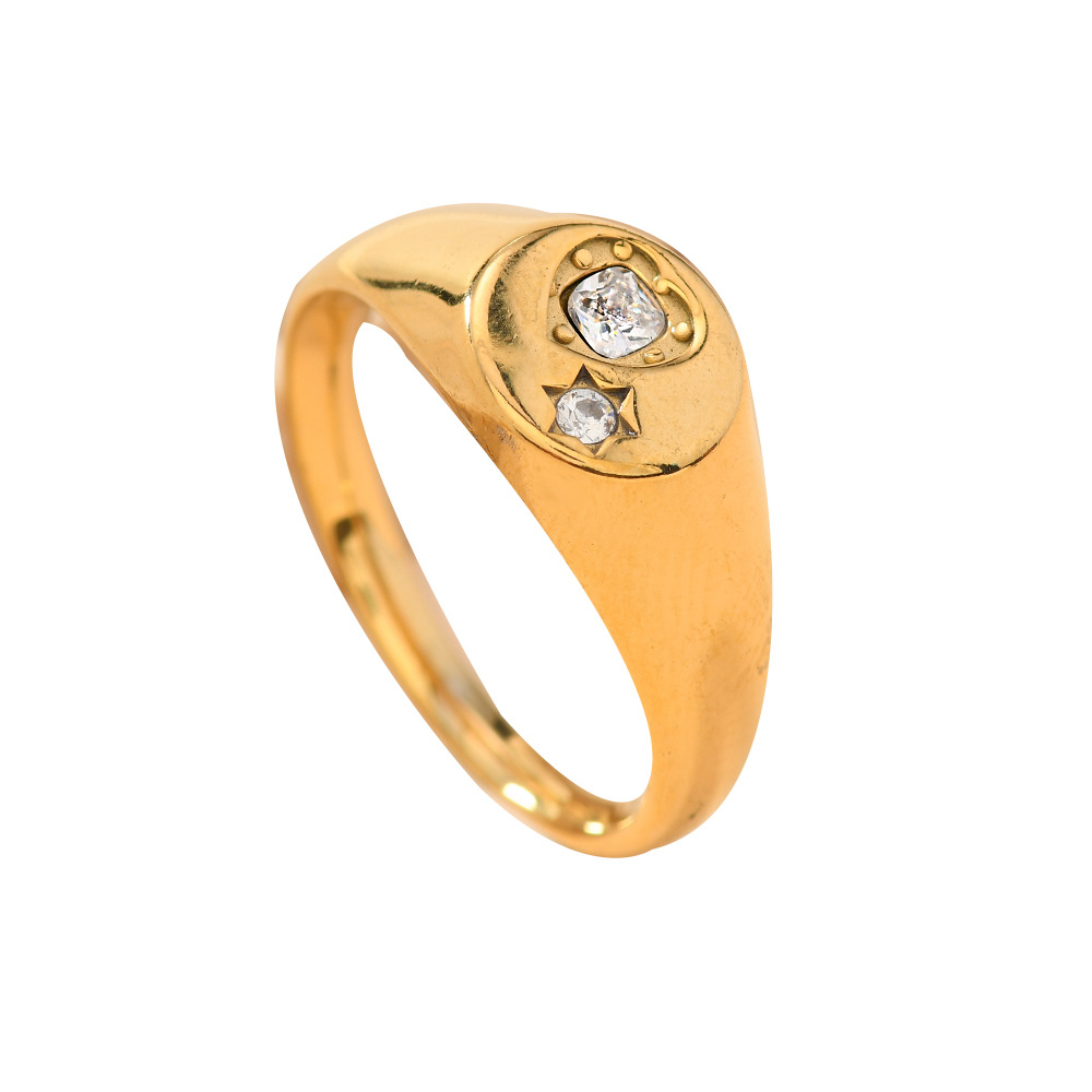Venta caliente europea y americana joyería de acero inoxidable fundición anillo de amor redondo diamante femenino anillo de pareja de acero de titanio anillo