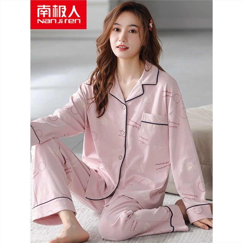 Пижама из 100% хлопка, Женская весенне-осенняя Домашняя одежда с длинными рукавами, 2023, осенняя Новинка, можно носить на улице, костюм больших размеров