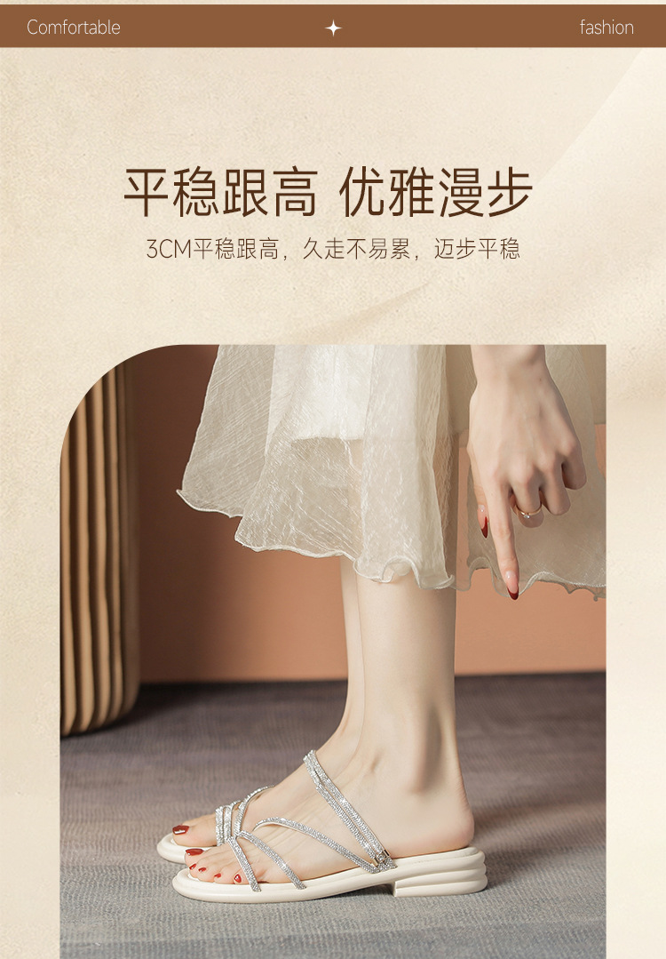 Sandal nữ đế bệt quai mảnh đính đá phong cách Pháp, dáng xăng đan hai kiểu — AY380 Đen chi tiết 9