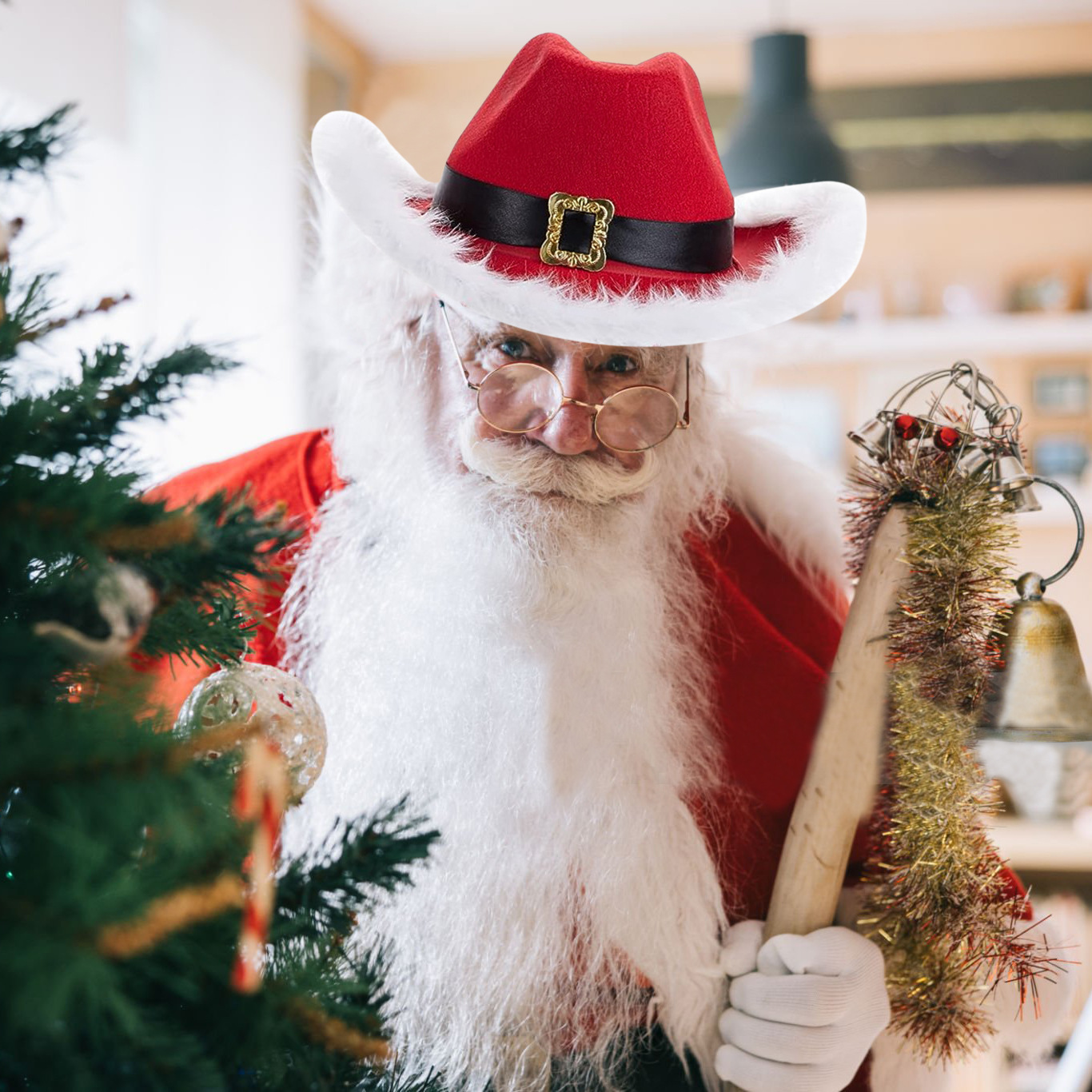 Sombrero de Navidad vaquero rojo transfronterizo sombrero de Navidad vaquero pluma sombrero vaquero occidental sombrero de Papá Noel