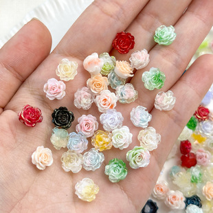 Pearlescent Dyeing Rose Soft Flower Camellia Scattered Beads Handmade DIY Beaded Material Bracelet Necklace Accessories