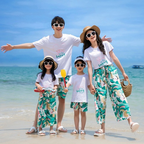 Beach Family Matching Set Summer  New Arrival Trios and Quads Full Family Outfit Mother and Daughter, Mother and Son Travel and Vacation Suitset