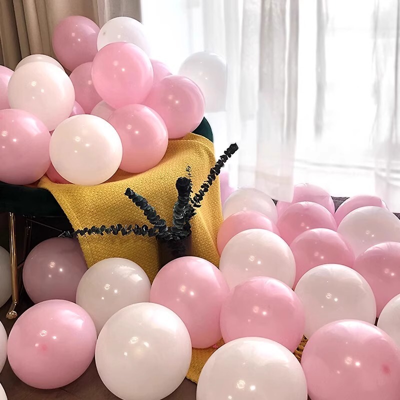 Thickened Light Pink and White Balloons for Mall Event Scene Decoration, Proposal, Confession, Store Opening Atmosphere Setup Thickened Light Pink and White Balloons for Mall Event Scene Decoration, Proposal, Confession, Store Opening Atmosphere Setup