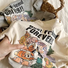 Children's Short Sleeve Summer New Men's and Women's Children's Cartoon Print Short Sleeve T-Shirts Baby Japanese Style Top Trendy Solid Color T-Shirt