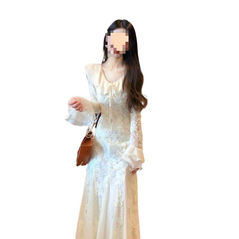 鱼尾裙早秋小个子穿搭连衣裙2025年秋冬新款入秋长裙白色裙子女装|undefined