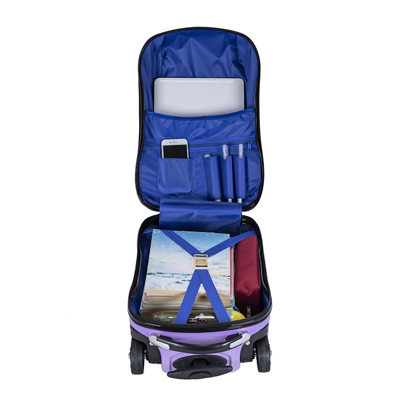 Caja de la carretilla del coche de los niños tridimensional universal rueda estudiante embarque caso regalo patrón impreso maleta de 18 pulgadas