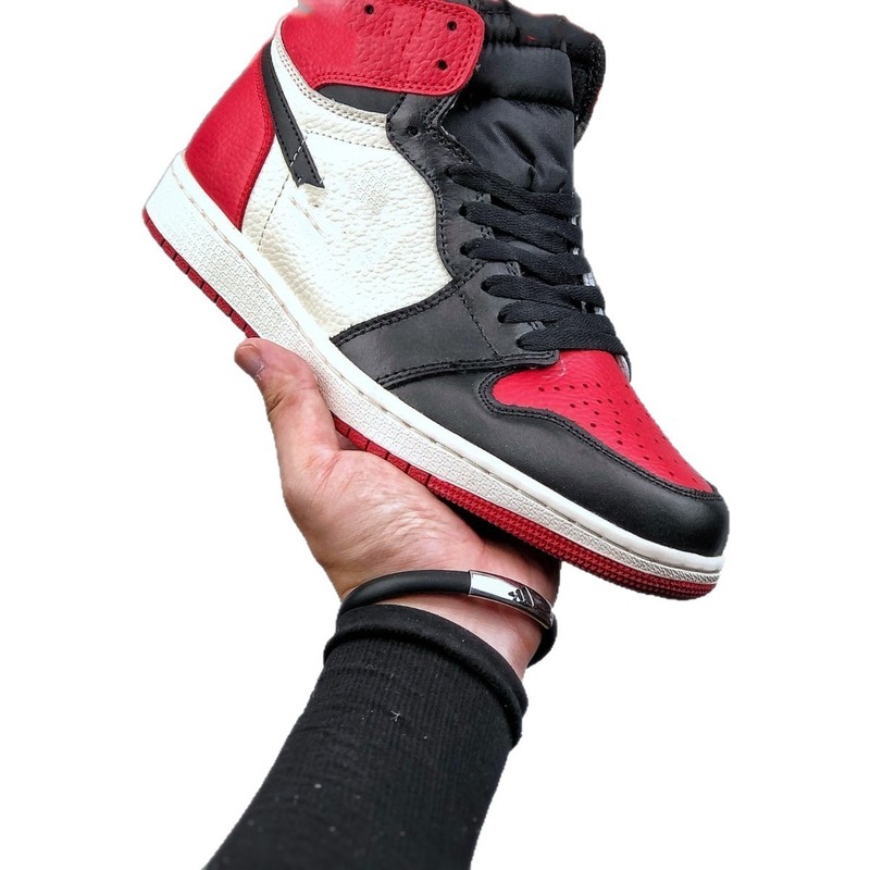 莆田靴クロスボーダー新AJ1ハイトップ外国貿易黒と赤のモカスモークグレー共同ブランドスポーツとレジャーシューズ男性と女性用|undefined