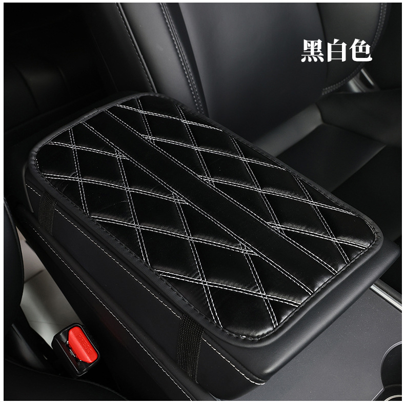 Car Armrest Box Pad Quilted Leather Center Console Protector