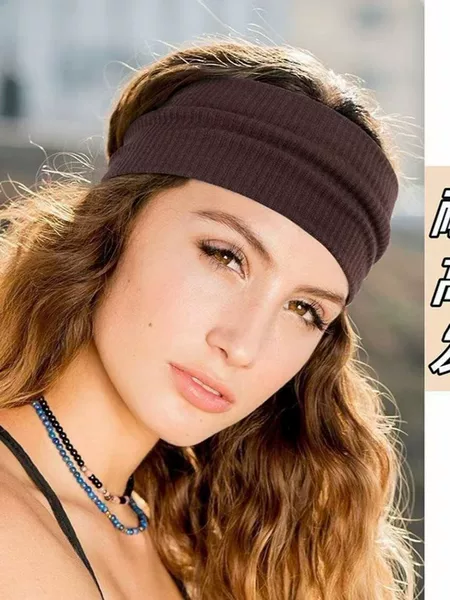 Ins-style cross-border women's influencer headband, knitted wide-brimmed hairband, yoga ribbed running sweat-absorbing headscarf, knitted