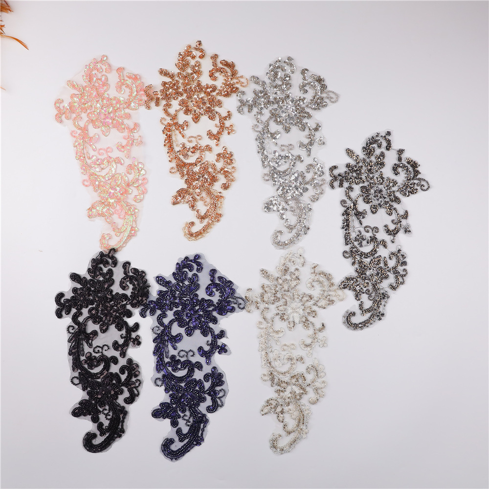 网纱亮片礼服贴花 蕾丝婚纱服装花片DIY辅料礼服布贴刺绣补丁对花