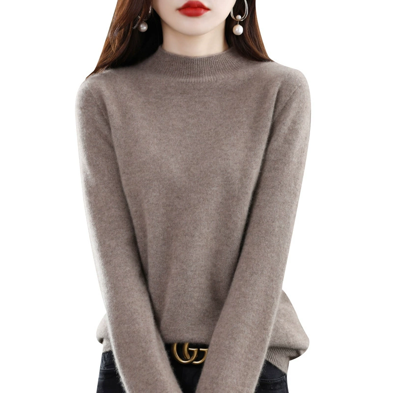 Woolen knitted sweater, high collar, loose fit