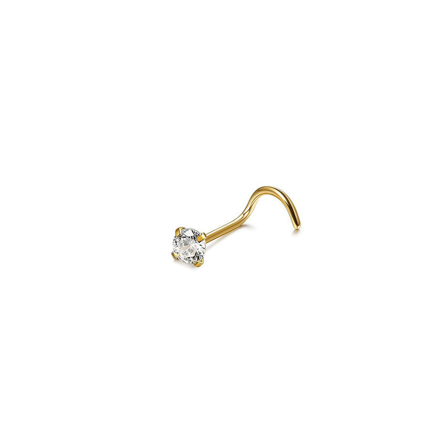 Piercing al naso a perno curvo in acciaio inossidabile 316L, rotondo, quadrato, con zircone, spessore 0,8 mm_voghion.com