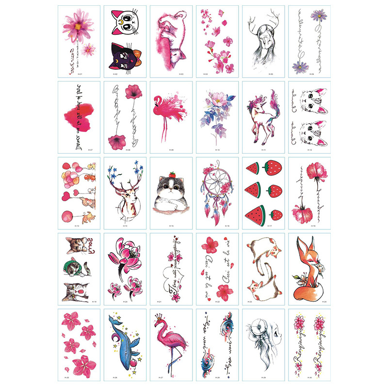 Pequeñas pegatinas de tatuajes de flores impermeables frescas, tatuajes de hombres y mujeres sexy, cicatrices desechables, pegatinas de tatuajes de rosas personalizadas