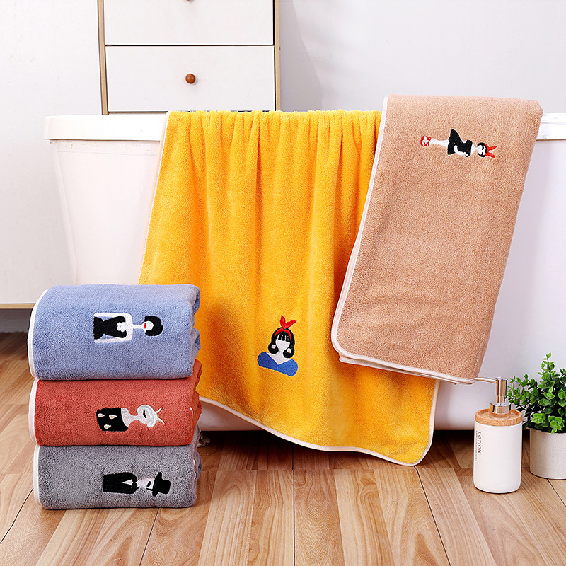 Coral Fleece Bath Towel Set, Thickened Cartoon Embroidered Towel 35*75cm + Bath Towel 70*140cm, Cross-Border Export Coral Fleece Bath Towel Set, Thickened Cartoon Embroidered Towel 35*75cm + Bath Towel 70*140cm, Cross-Border Export