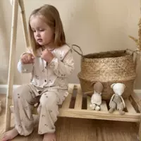 Minicowmother Корейская версия детской пижамы осенняя зимняя домашняя одежда детский антибактериальный костюм для кондиционирования воздуха